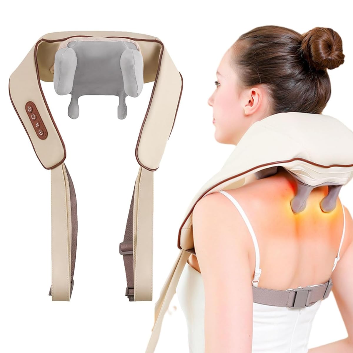 HANNEA Neck Massager with Heat, Cordless Neck Massager Relaxing Deep Tissue 4D Kneading Massage, Wearable Neck and Shoulder Massager for Neck, Back, Christmas Gifts Birthday Gift Men Women HANNEA Neck Massager with Heat, Cordless Neck Massager Relaxing Deep Tissue 4D Kneading Massage, Wearable Neck and Shoulder Massager for Neck, Back, Christmas Gifts Birthday Gift Men Women